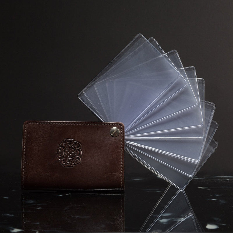 Brown Card Holder with pull-out inserts